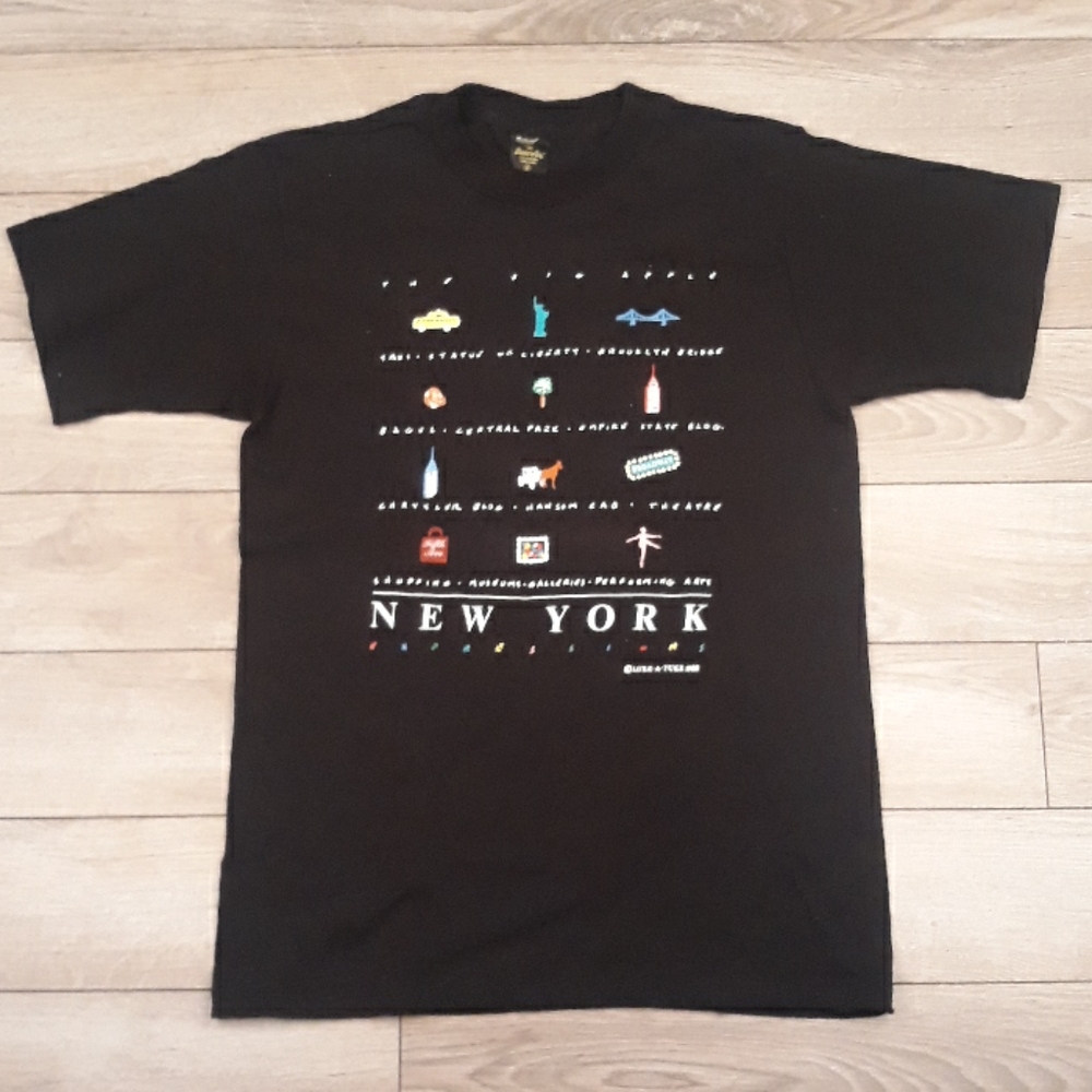 NEW YORK Expressions Black Cotton Single Stitch Mens T Shirt Size Small VTG 80s‎